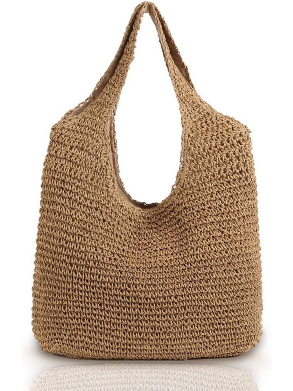 Large Hand-Woven Straw Tote Bag | Boho Beach Shoulder Bag | Retro Rattan Handbag